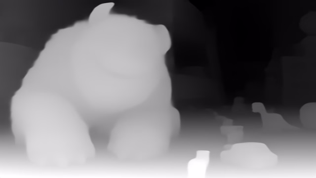 Depth Anything V1 Small depth map of CG animation, bedroom
