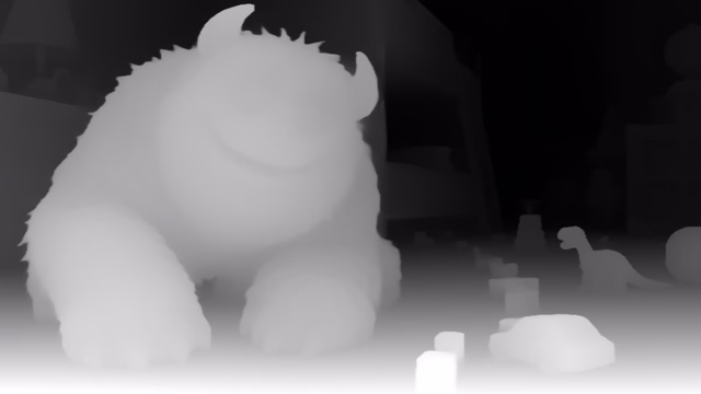 Depth Anything V2 Small depth map of CG animation, bedroom