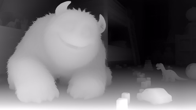 Distill Any Depth Small depth map of CG animation, bedroom