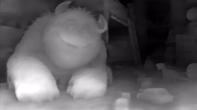 DPT DINOv2-Base NYU depth map of CG animation, bedroom