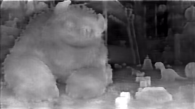 DPT DINOv2-Giant KITTI depth map of CG animation, bedroom
