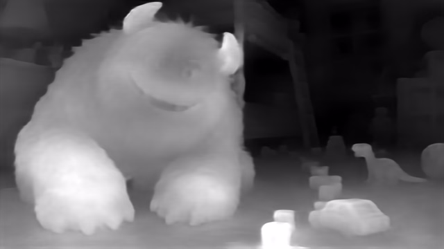 DPT DINOv2-Large NYU depth map of CG animation, bedroom