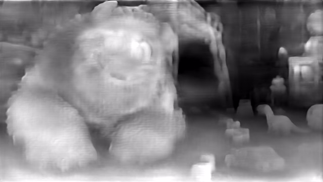 DPT DINOv2-Small KITTI depth map of CG animation, bedroom