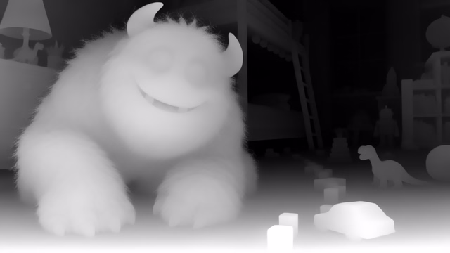 Lotus-D v2.0 Disparity depth map of CG animation, bedroom