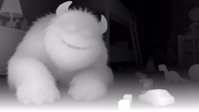 Lotus-G v2.0 Disparity depth map of CG animation, bedroom