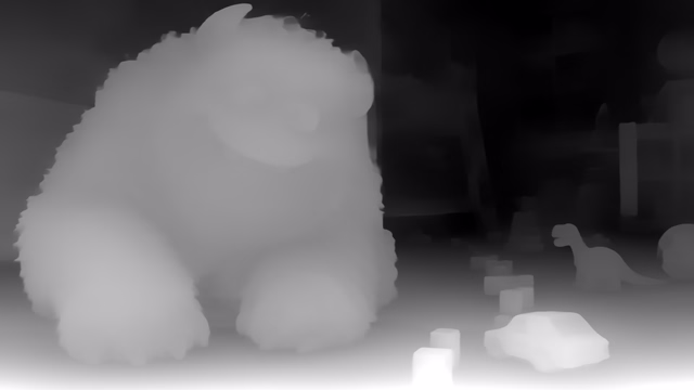 MiDaS 3.0 DPT-Large 384 depth map of CG animation, bedroom