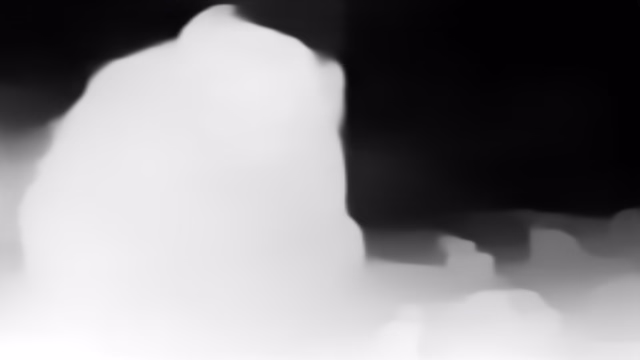 MiDaS DPT-Swin2-Tiny depth map of CG animation, bedroom