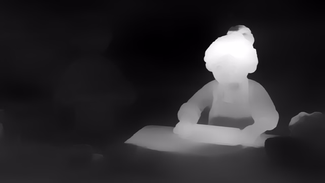 MiDaS 3.1 DPT BEiT-Base 384 depth map of Claymation kitchen