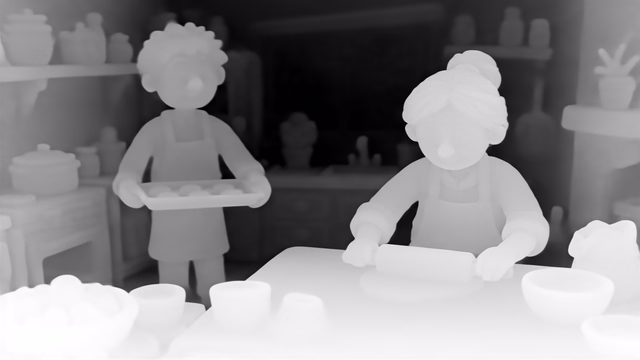 Stable Diffusion E2E-FT Depth depth map of Claymation kitchen