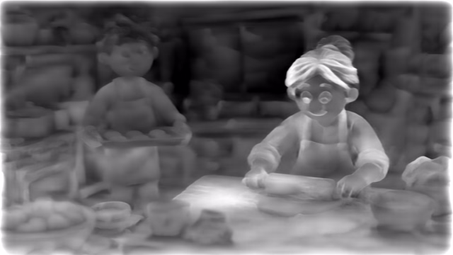 ZoeDepth NYU depth map of Claymation kitchen