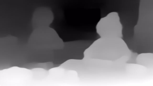 MiDaS DPT-Swin2-Tiny depth map of Claymation kitchen