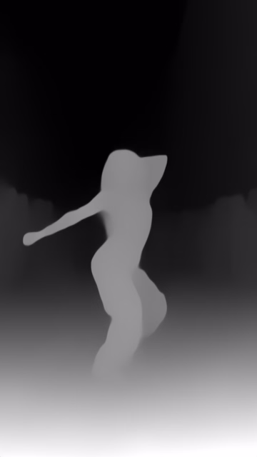 Depth Anything V1 Base depth map of Dancer in confetti