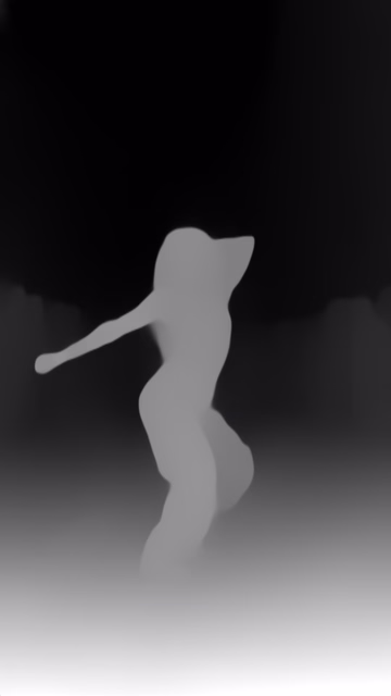 Depth Anything V1 Base depth map of Dancer in confetti