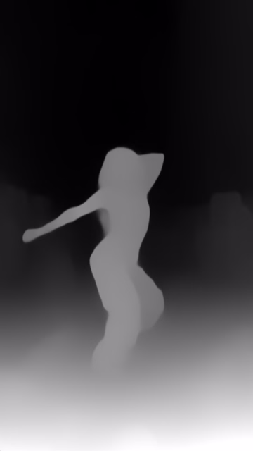 Depth Anything V1 Small depth map of Dancer in confetti