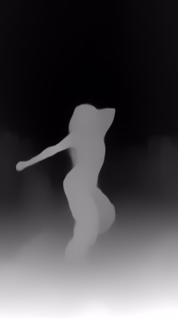 Depth Anything V1 Small depth map of Dancer in confetti