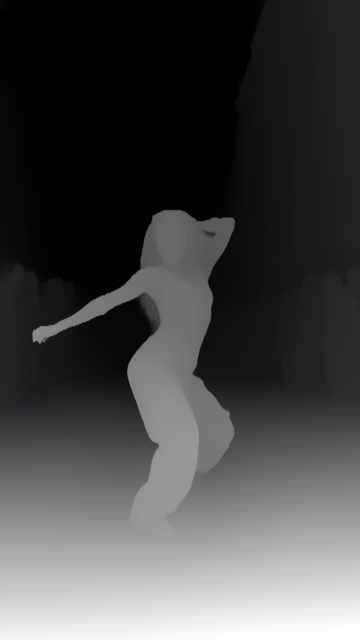 Depth Anything V2 Base depth map of Dancer in confetti