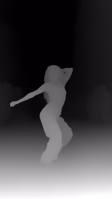 Depth Anything V2 Small depth map of Dancer in confetti