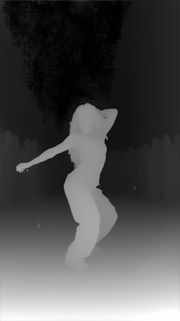 Depth Anything V3 Mono Large depth map of Dancer in confetti