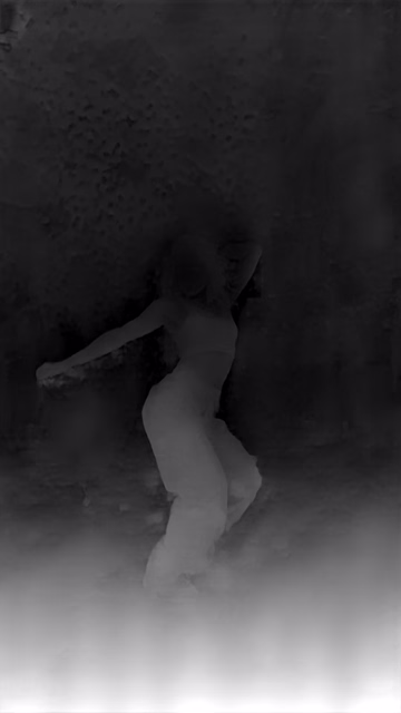 Depth Anything V2 Metric Outdoor Base depth map of Dancer in confetti