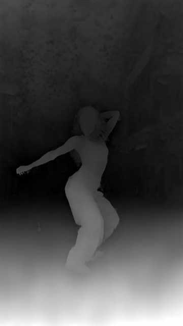 Depth Anything V2 Metric Outdoor Large depth map of Dancer in confetti