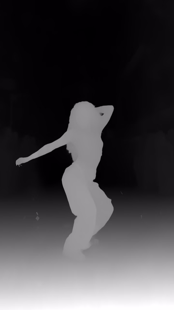 Depth Anything 3 Giant 1.1 depth map of Dancer in confetti