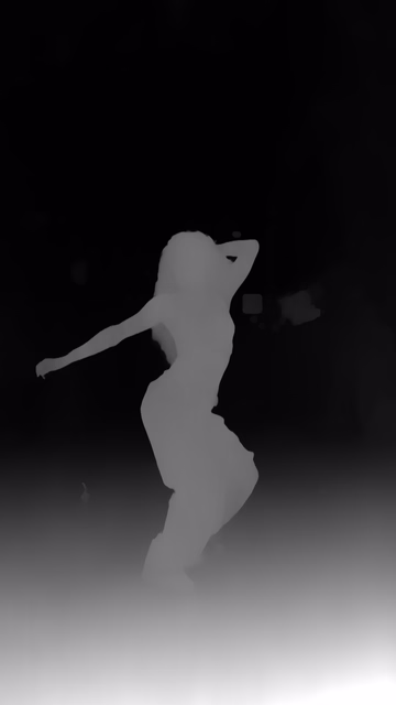 Depth Anything 3 Large depth map of Dancer in confetti
