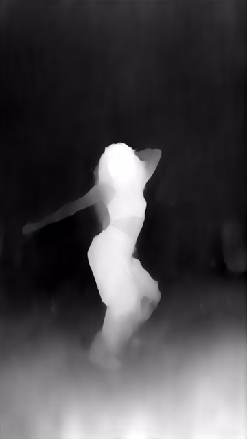 Depth Anything 3 Small depth map of Dancer in confetti