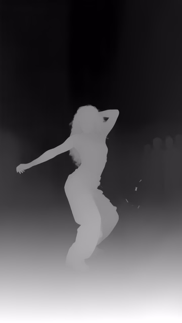 Depth Pro depth map of Dancer in confetti