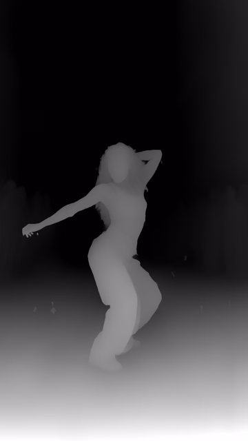 Distill Any Depth Large depth map of Dancer in confetti