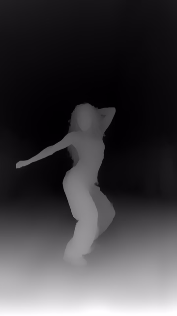 Distill Any Depth Small depth map of Dancer in confetti