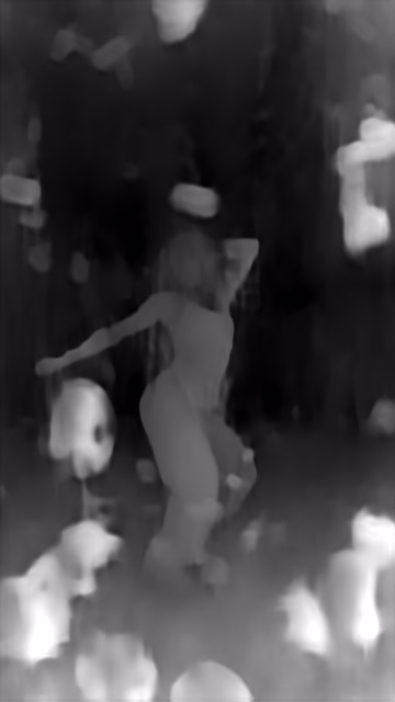 DPT DINOv2-Base NYU depth map of Dancer in confetti