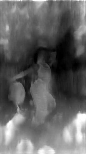 DPT DINOv2-Small KITTI depth map of Dancer in confetti