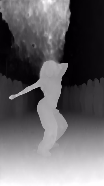 Metric3D v2 ViT-giant2 depth map of Dancer in confetti