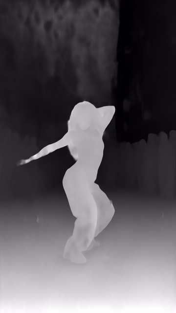 Metric3D v2 ViT-Large depth map of Dancer in confetti