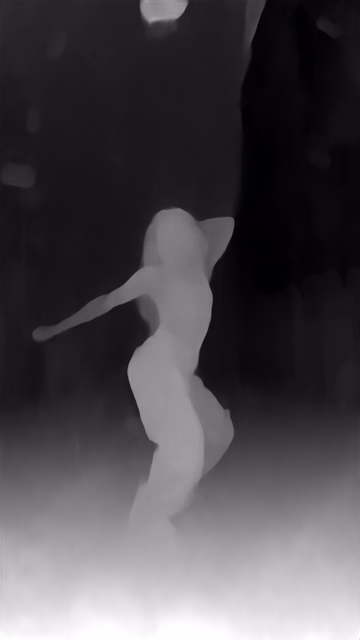 Metric3D v2 ViT-Small depth map of Dancer in confetti