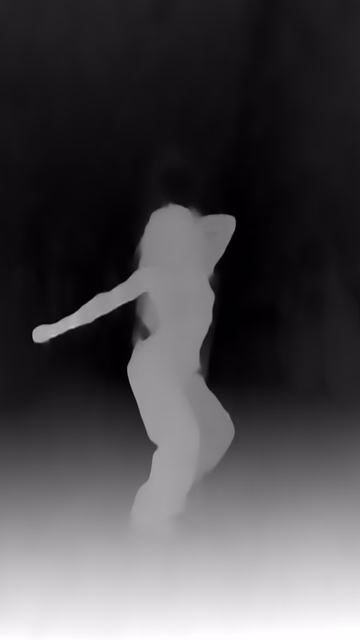UniDepth v2 ViT-S depth map of Dancer in confetti