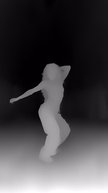 Video Depth Anything Small depth map of Dancer in confetti