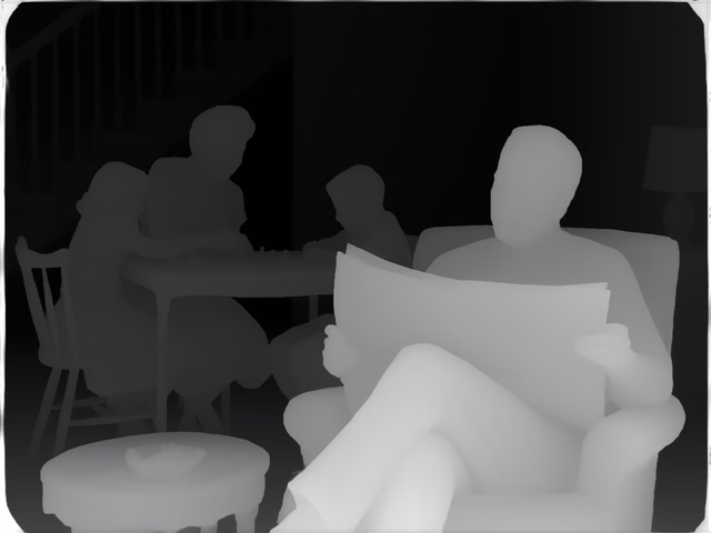 Depth Anything V3 Mono Large depth map of 1950s sitcom