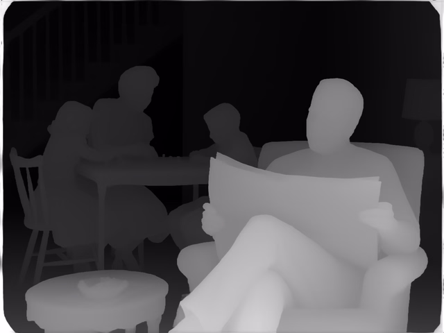 Depth Anything V3 Mono Large depth map of 1950s sitcom