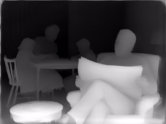 Depth Anything V2 Metric Indoor Base depth map of 1950s sitcom