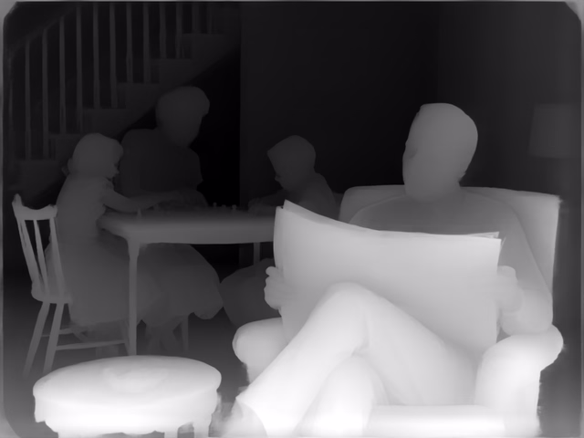 Depth Anything V2 Metric Indoor Large depth map of 1950s sitcom
