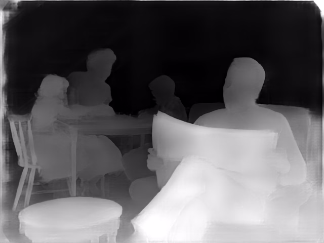 Depth Anything V2 Metric Outdoor Base depth map of 1950s sitcom