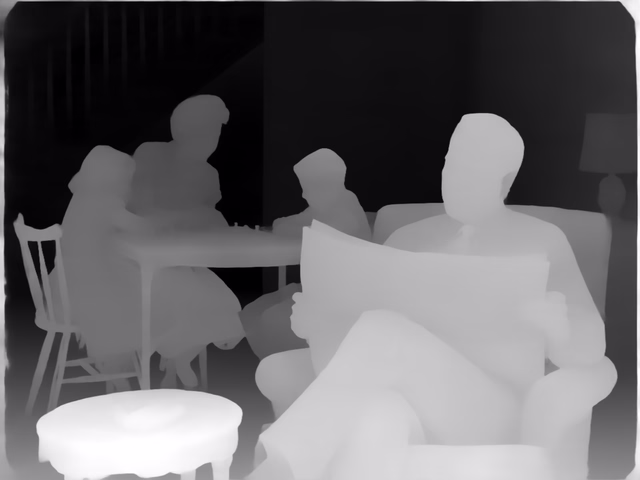 Depth Anything 3 Large 1.1 depth map of 1950s sitcom