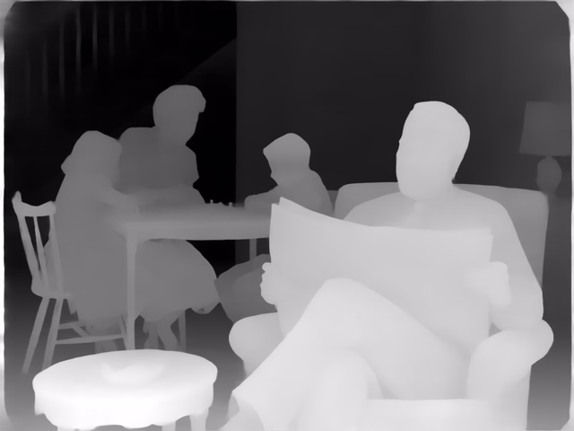 Depth Anything 3 Large depth map of 1950s sitcom