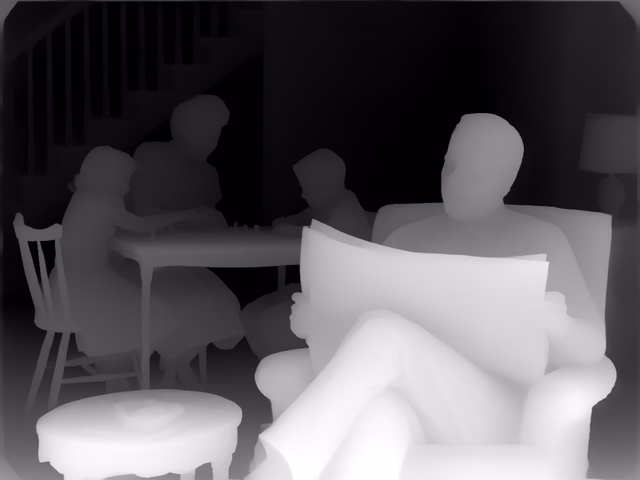 Distill Any Depth Large depth map of 1950s sitcom