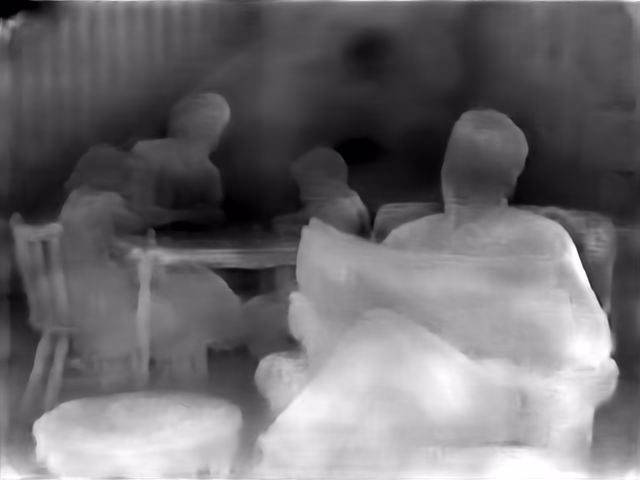 DPT DINOv2-Base KITTI depth map of 1950s sitcom