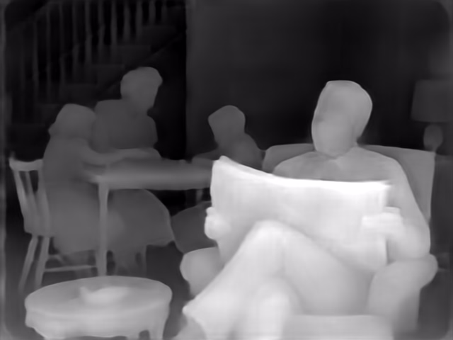 DPT DINOv2-Large NYU depth map of 1950s sitcom
