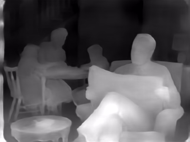 DPT DINOv2-Small NYU depth map of 1950s sitcom