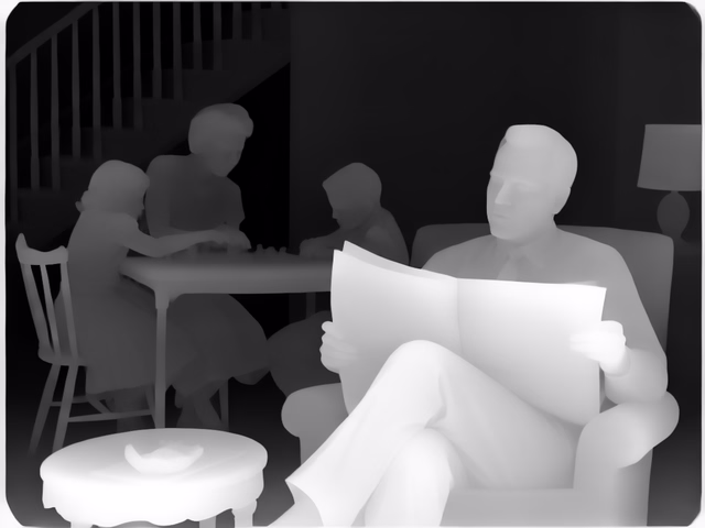 Lotus-G v2.0 Disparity depth map of 1950s sitcom