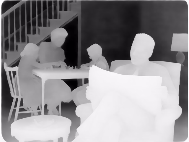 Marigold Depth LCM v1.0 depth map of 1950s sitcom